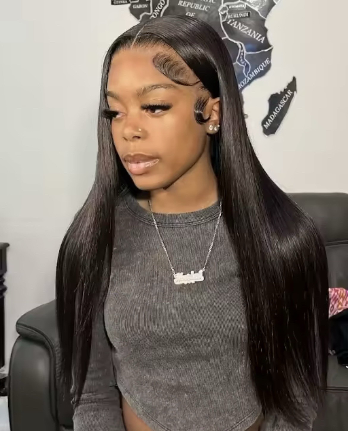 20 Inch Black 13×4 HD Transparent Straight Lace Front Wig