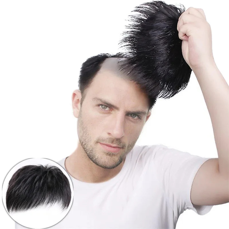 Best-selling wig men’s short hair inch top hair patch wig piece synthetic fiber