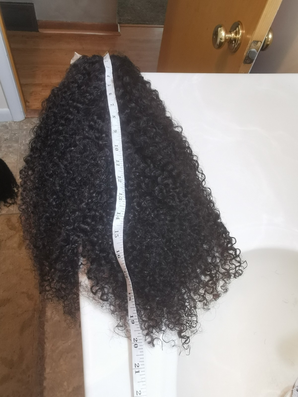 Quality Natural Black Burmese Curly Human Hair Glueless Closure Wig 24″ Handmade
