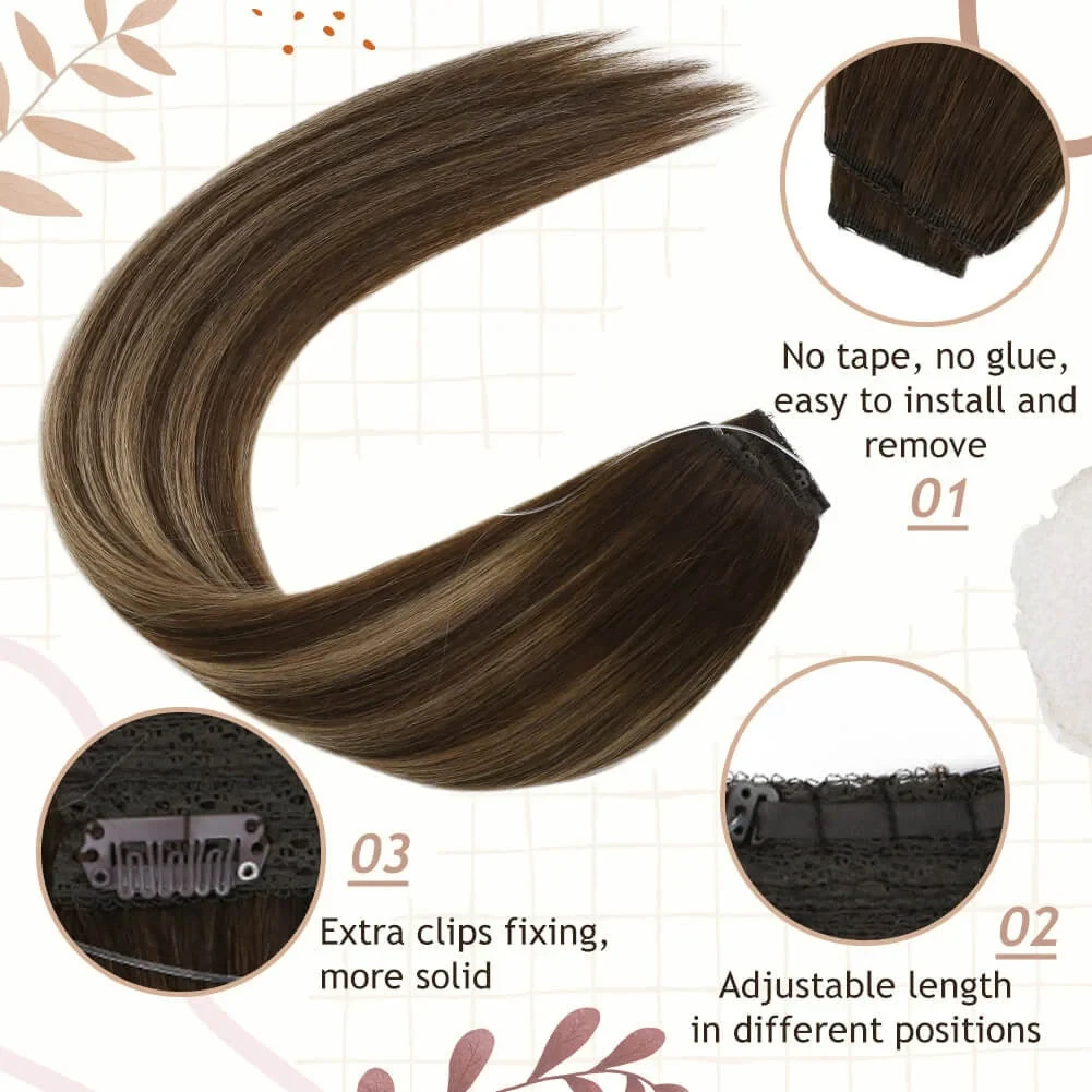 Sunny Hair FISHLINE 16″ Deep to Golden Brown Wire Hair Extensions FP 4-27-4