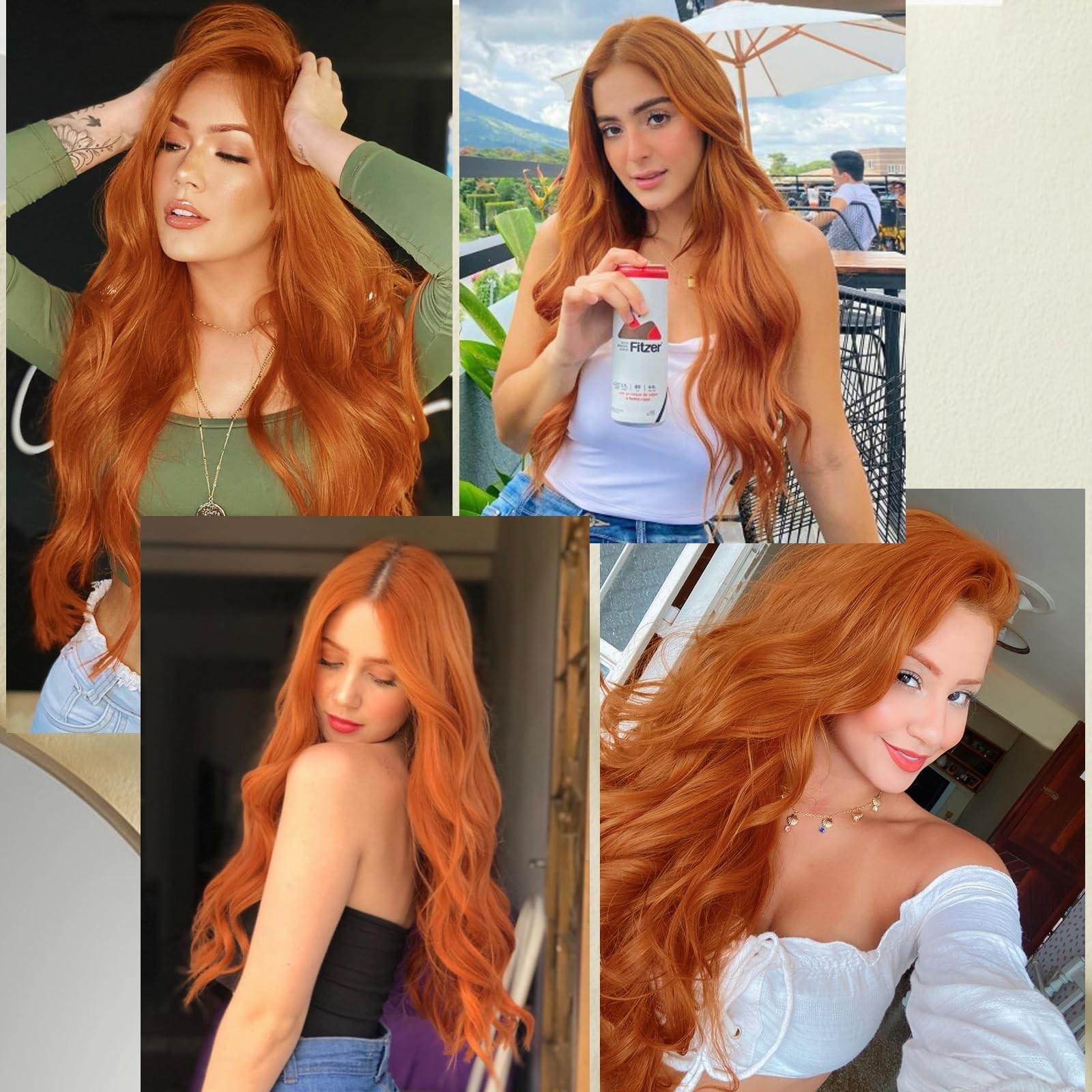 Clip in Hair Extension 25 Inch Ginger 6PCS Long Wavy Curly Hairpieces for Wom…