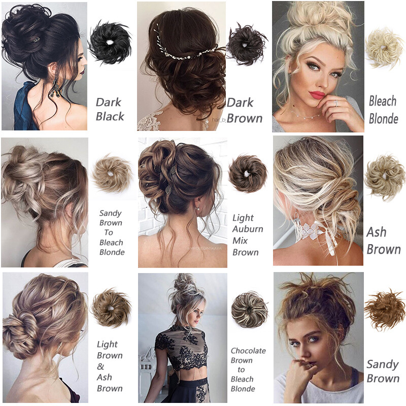 Large Scrunchie Messy Bun Hair Piece THICK Updo Cover Wrap Clip Ponytail as Real