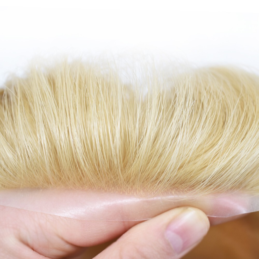 Mens Toupee Hairpiece Mono Poly Around Hair Replacement System for Men Wig Units