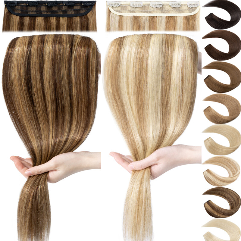 One Piece 100% Real Remy Clip In Human Hair Extensions 3/4Full Head Any Color US