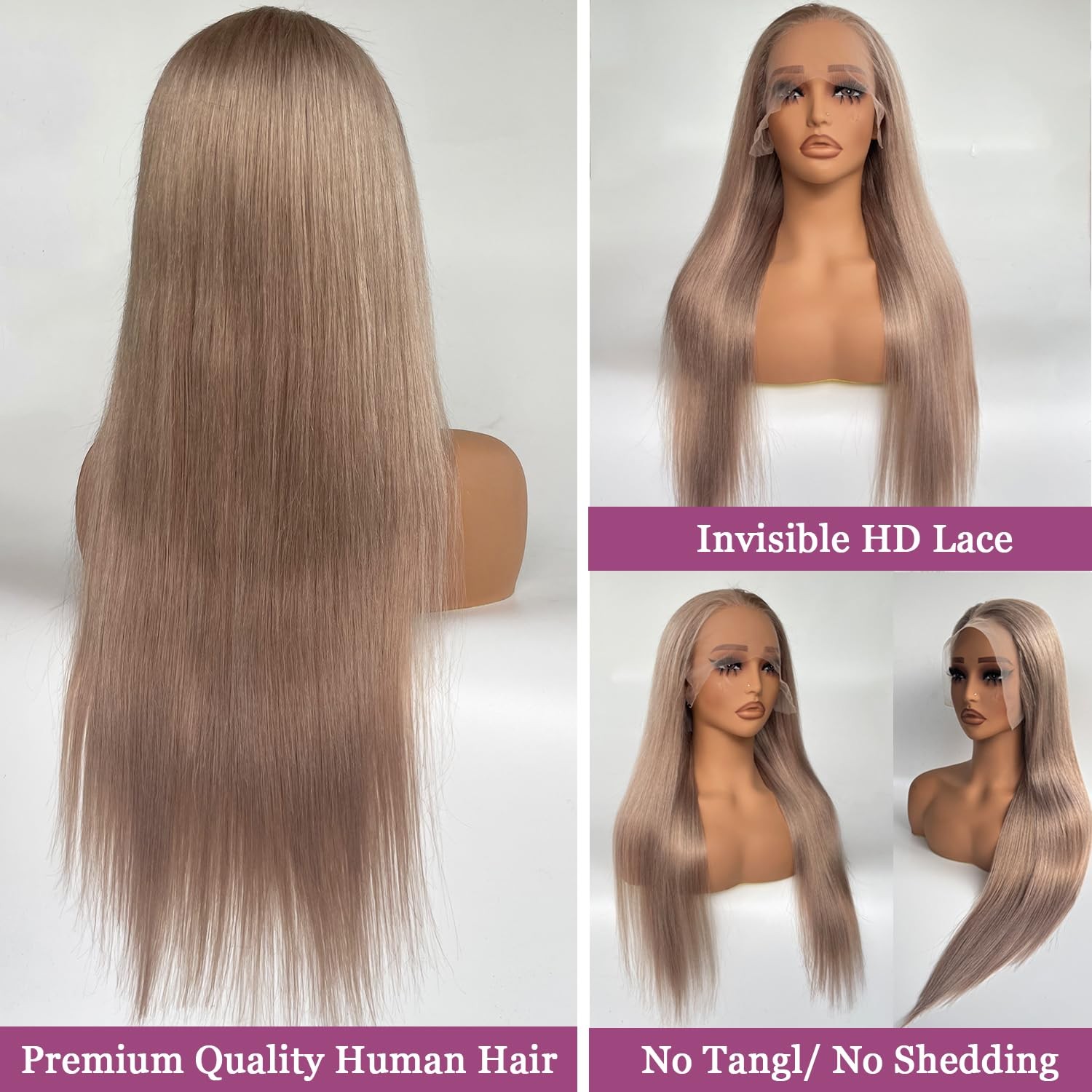 Ubetta Ash Blonde Wig Human Hair 13X6 Lace Front Wigs Human Hair Ash Blonde 24