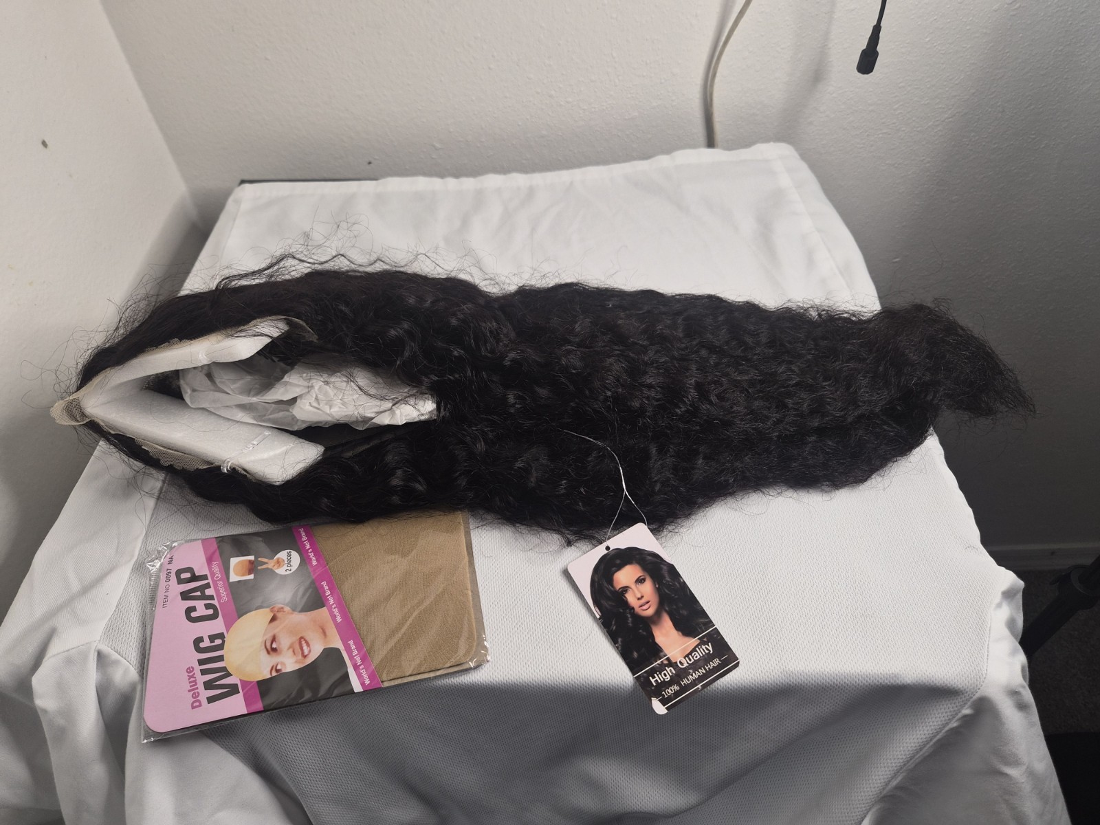 Lace Front Human Hair Wig Black Curly water wave 28inch One Size Adjustable