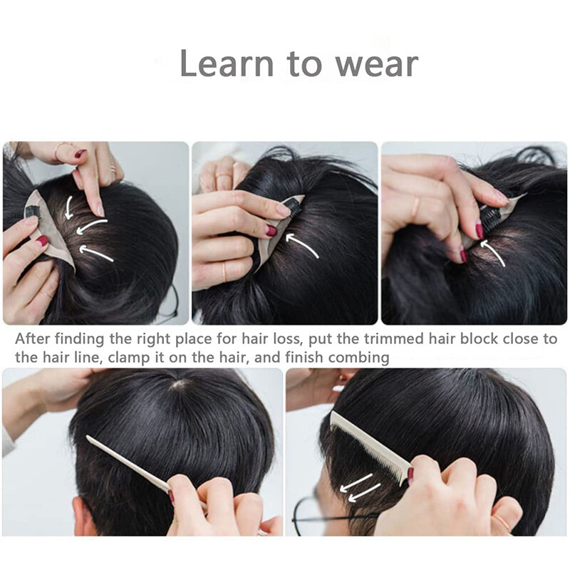 100% Remy Human Hair System Clip in Hairpiece Replacement Toupee For Men 6″x7.5″