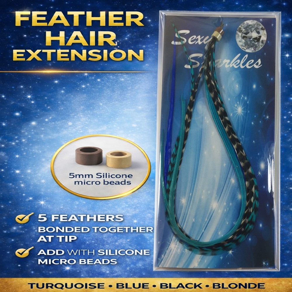7-10 in Length 5 Beautiful Ocean Blue Feathers Bonded At the Tip for Hair Extens