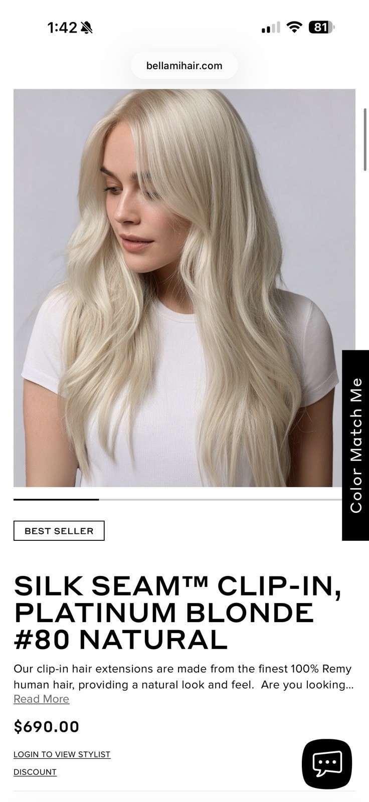 SILK SEAM™ CLIP-IN, PLATINUM BLONDE #80 NATURAL 26 INCH 360G (BRAND NEW )