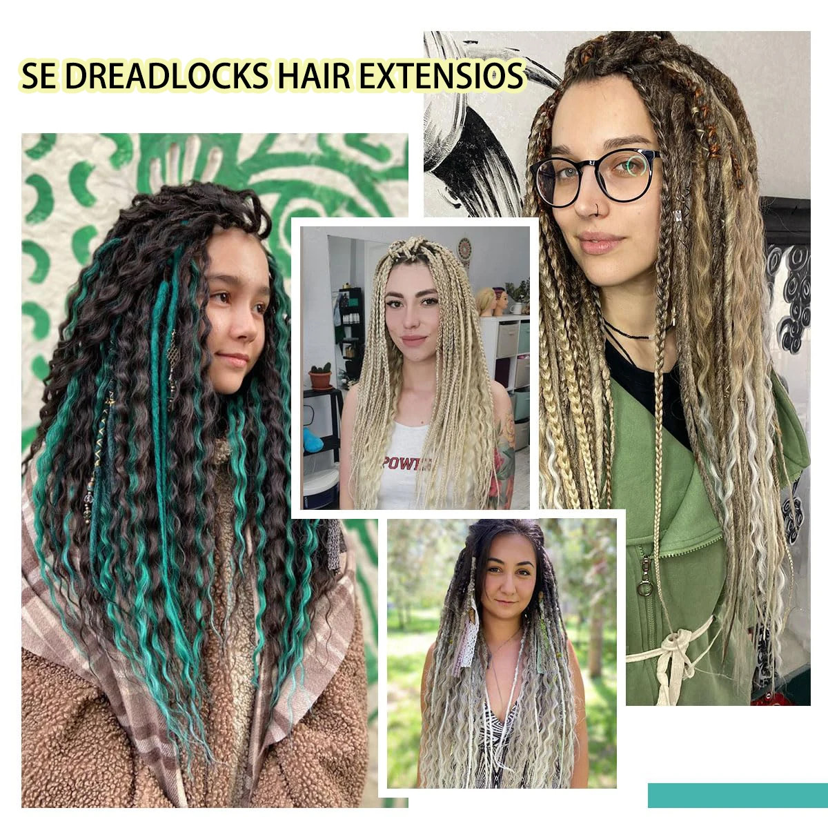 Hippie Style 3 In 1 Mixed Single End Dreadlocks 24 Inch 8 Strands Synthetic
