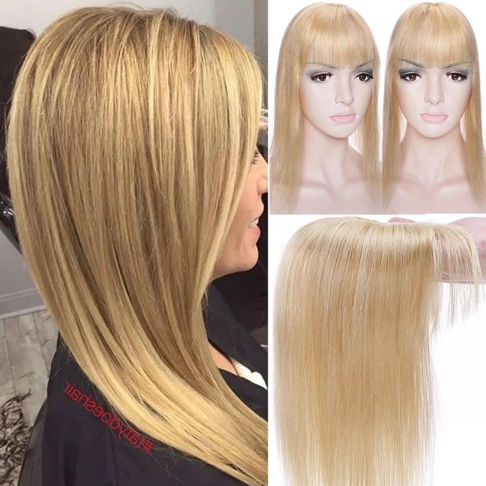Topper Toupee Clip In Remy 100% Human Hair Lace Base Wiglet Hairpiece Hand-tied