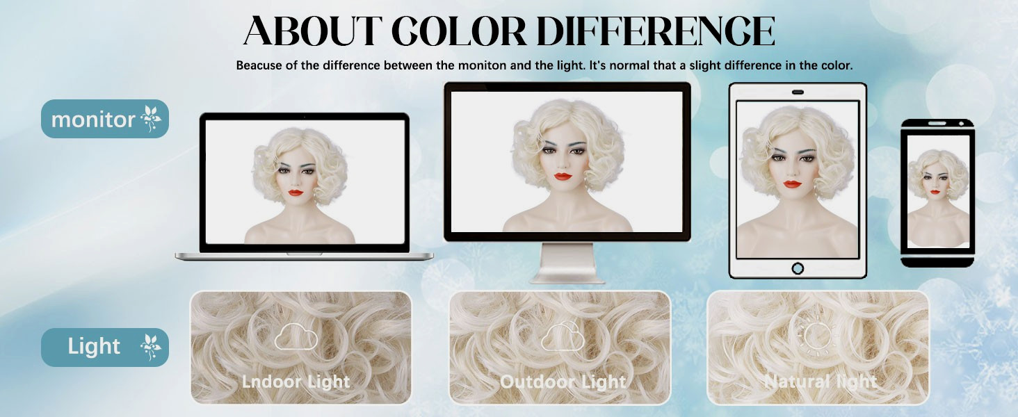 1920s Short Curly Blonde Wig woman synthetic costume hair cosplay actress stage