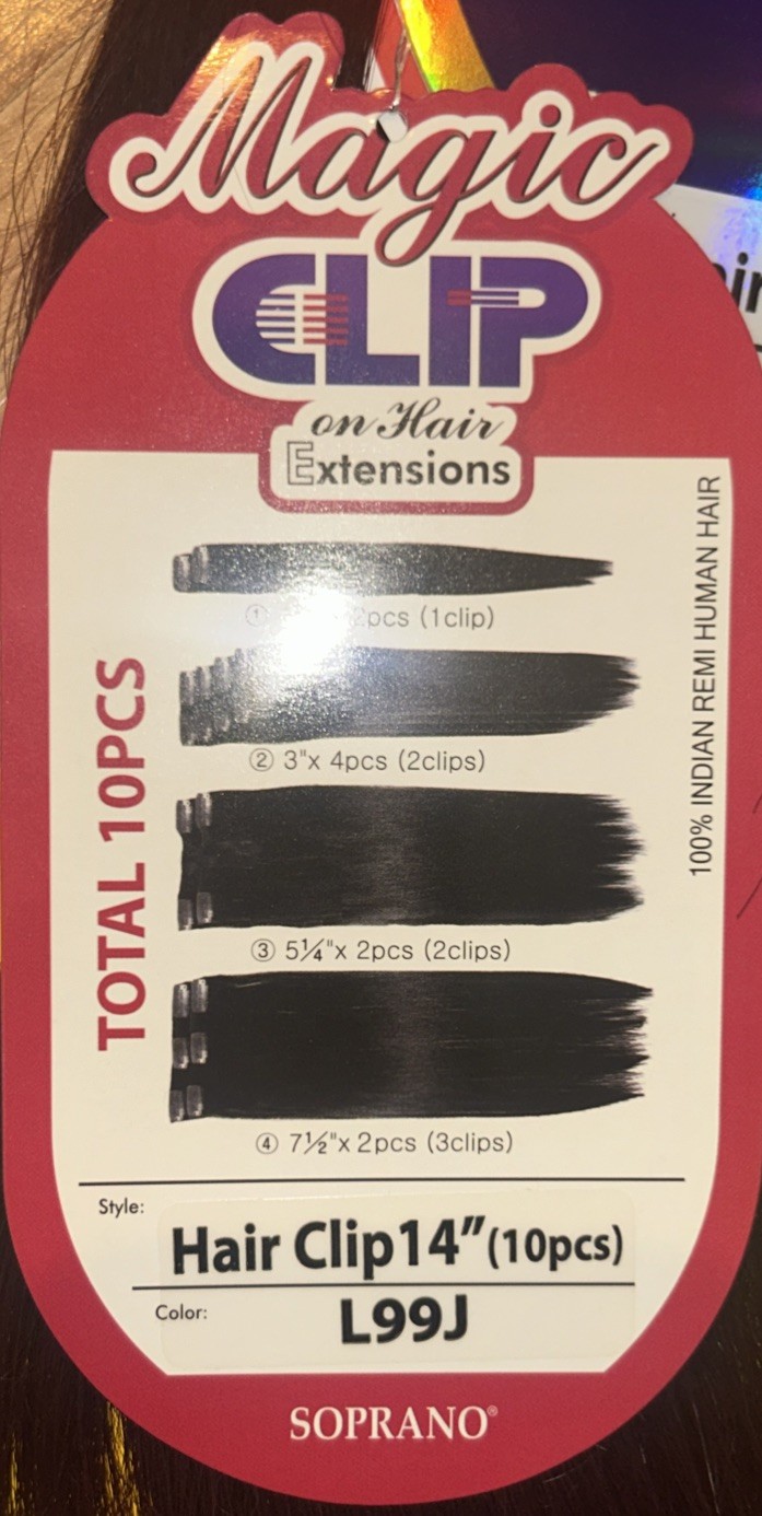100% Human Hair Ext. Clip-in. Indian Remi. 14”inch. Color 99J. 1 Pack For $50