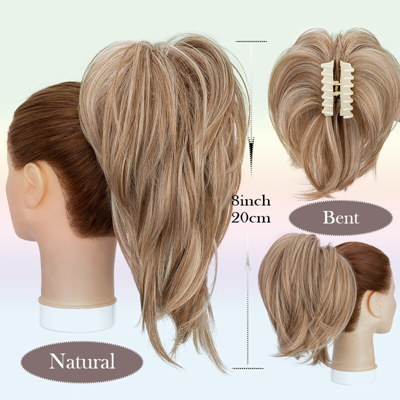 Clip In Ponytail Short Claw On Bun Hair Extension Updo Piece Bendable Metal Wire