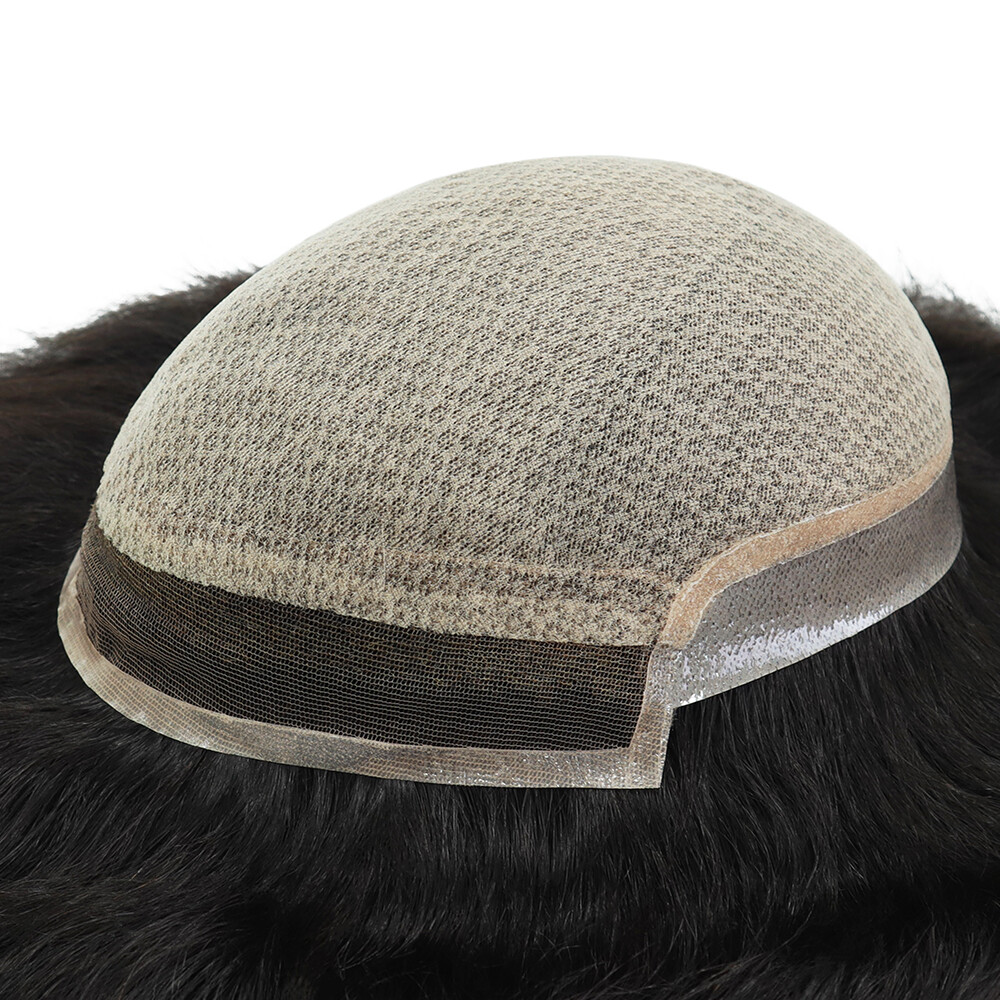 Mens Toupee Human Hair System Silk Top French Lace Front Hairpiece I-lACE #NC