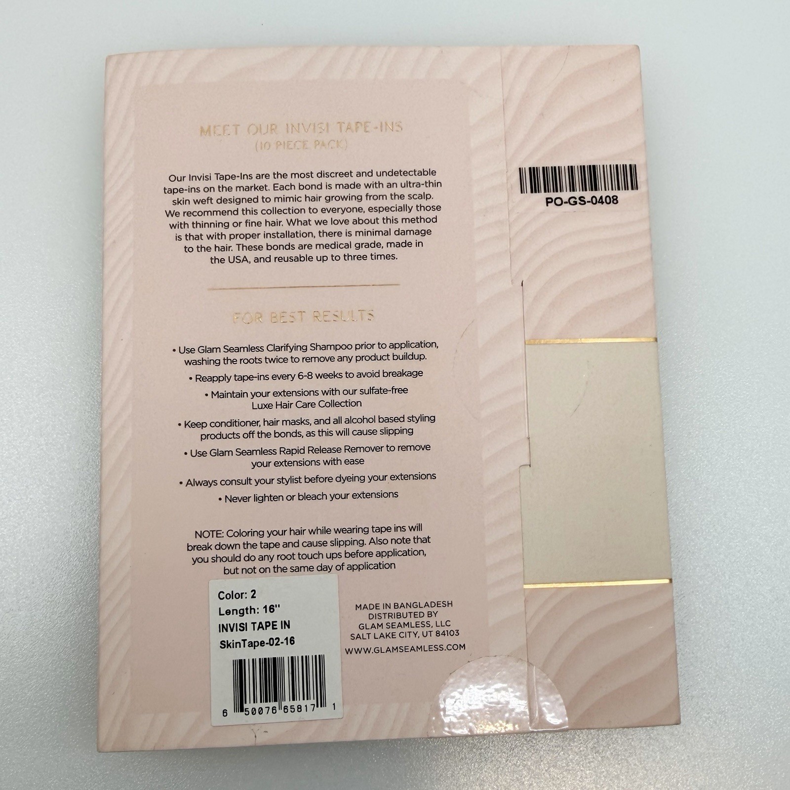Glam Seamless Invisi Tape Ins 16” 2 Dark Brown New Sealed Remy Hair Extensions