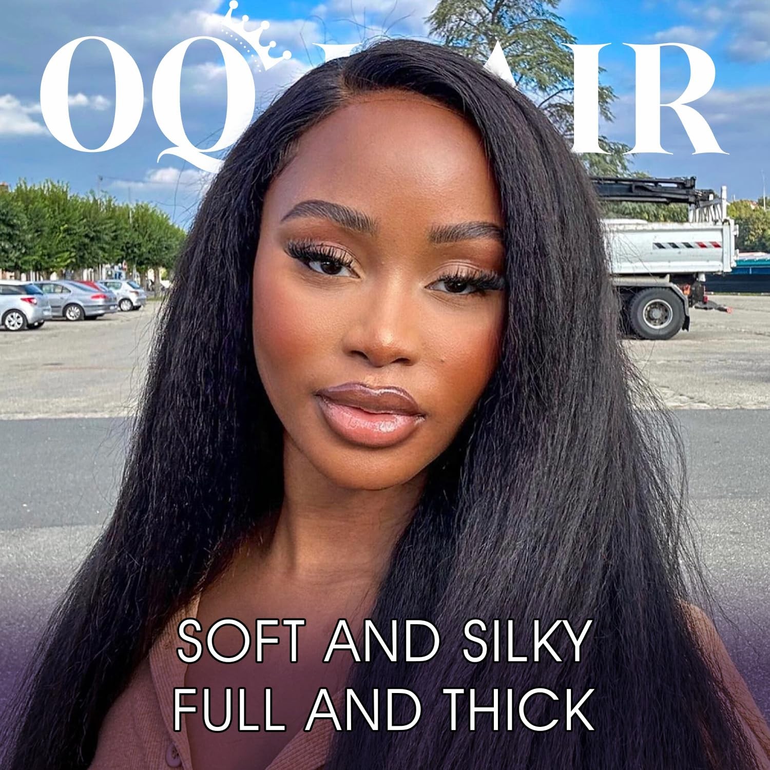 OQ HAIR Glueless Human Hair Wig Kinky Straight 7×5 HD Lace Pre Plucked Pre Cut