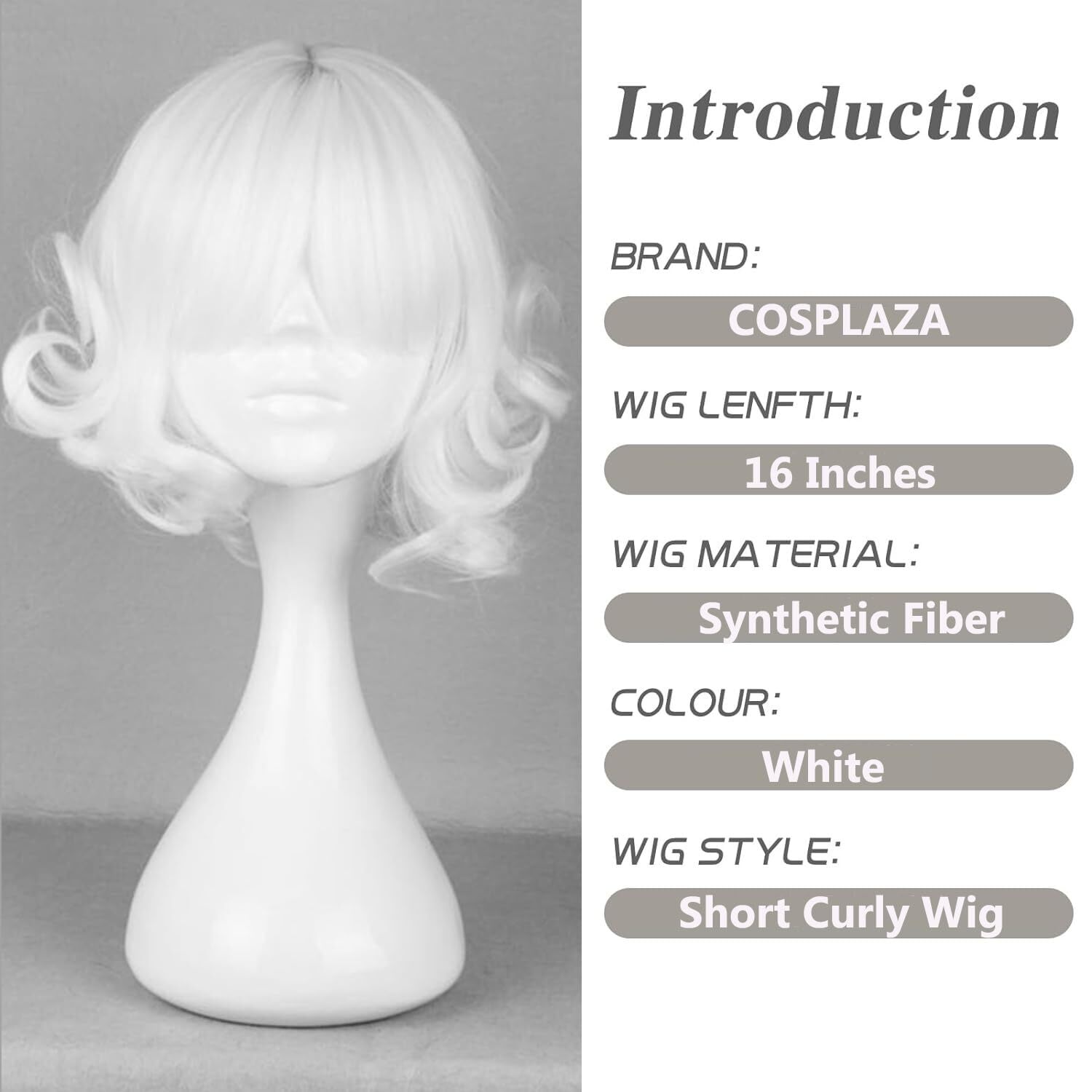 Cosplay Wig Halloween Wavy Japanese Harajuku Theme Party Hair White