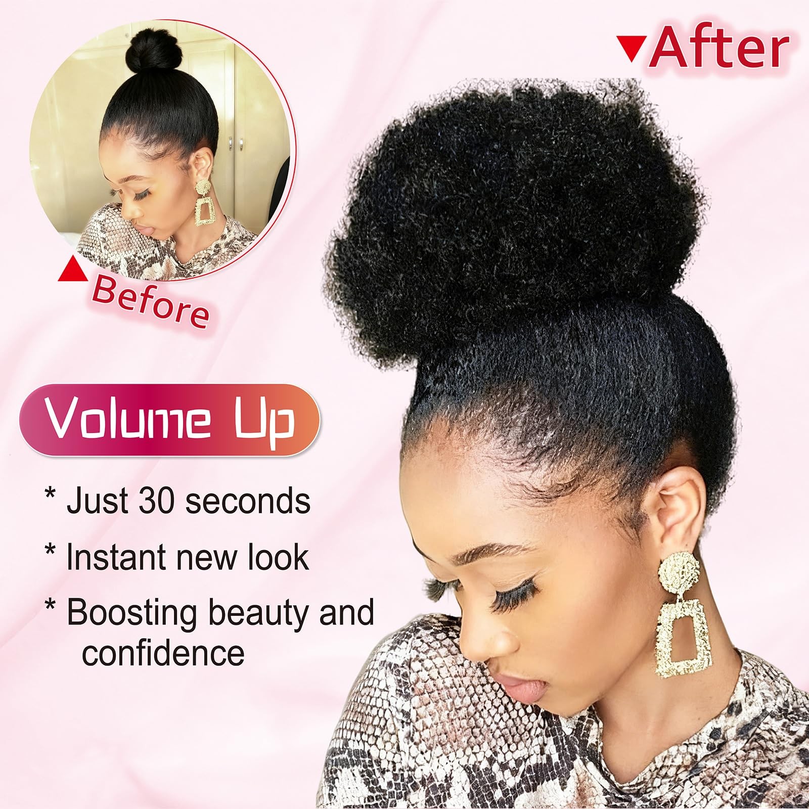 Afro Puff Ponytail 6 Inch 100% Virgin Human Hair Drawstring Extension – Natural