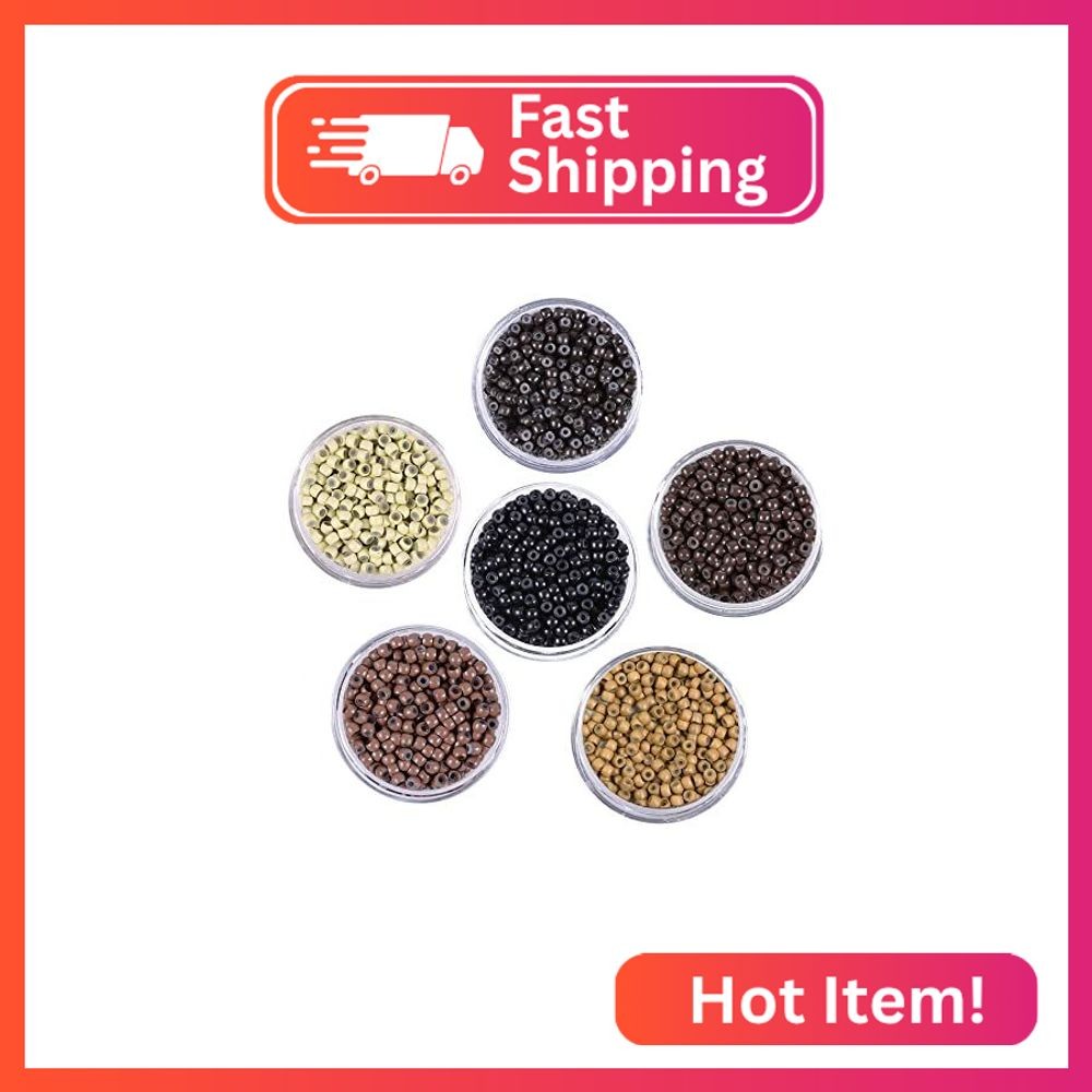 1000 Pcs Nano Ring Beads for Hair Extensions 3.0mm×1.5mm×2mm Silicone Lined Copp