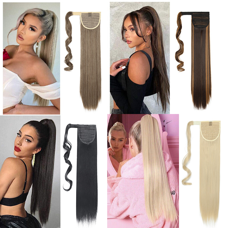 Thick Ponytail Wavy Clip In Hair Extension Ombre Extensions Fake Long Hair Piece