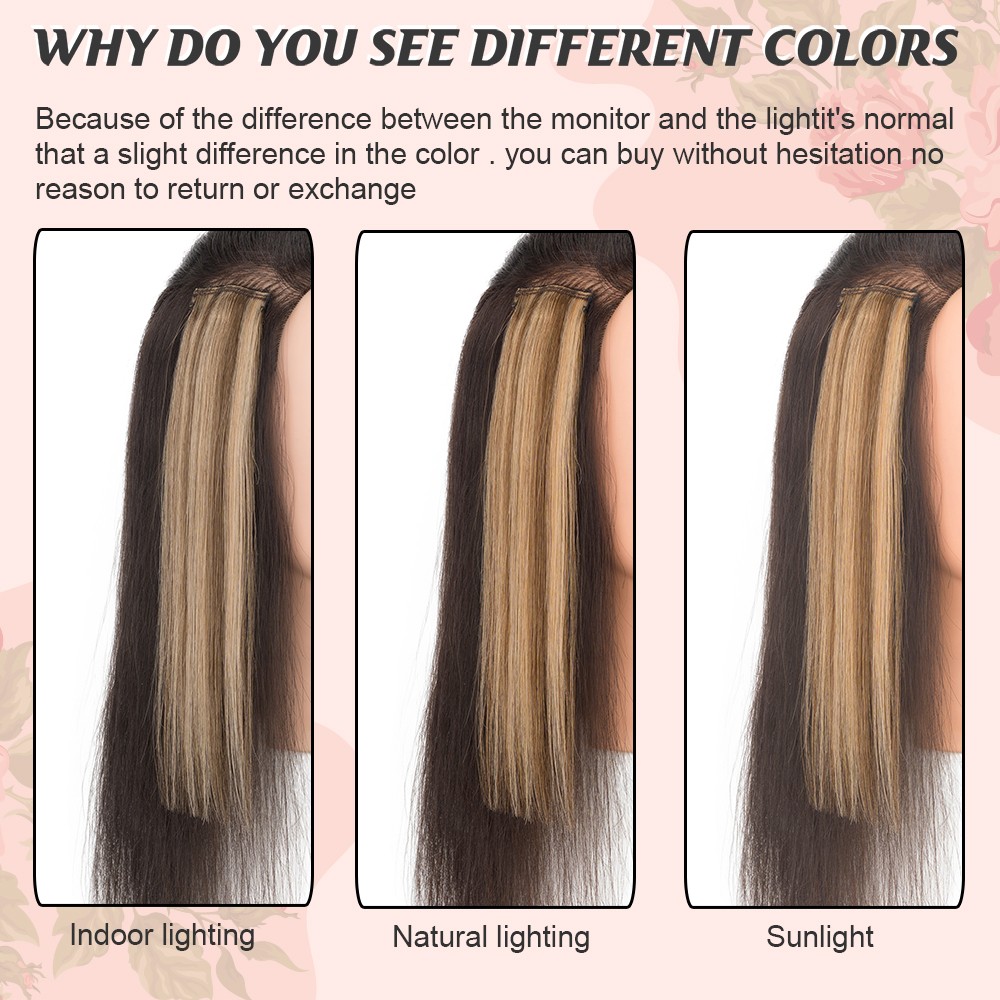 6PCS Real Human Hair Clip in Short Hair Extensions 100% Remy Hair Pieces Thin US