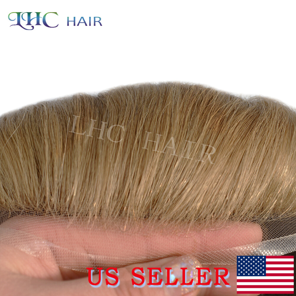 Lace Front Mens Toupee Human Hair System Natural Hairline Brown Blonde Hairpiece