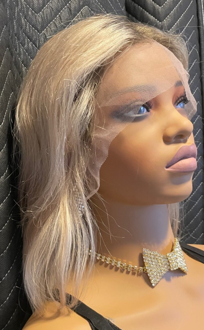 Ombre 8″ Ash Blonde 13×4 Lace Front Wig Human Hair Short Bob