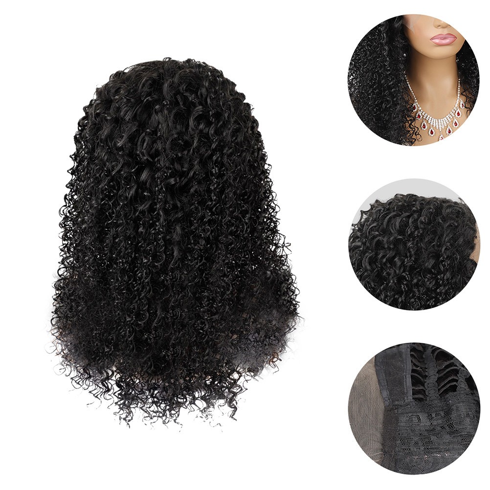 1Pcs Synthetic Long Curly Lace Wig Reusable Black Natural Look Cosplay