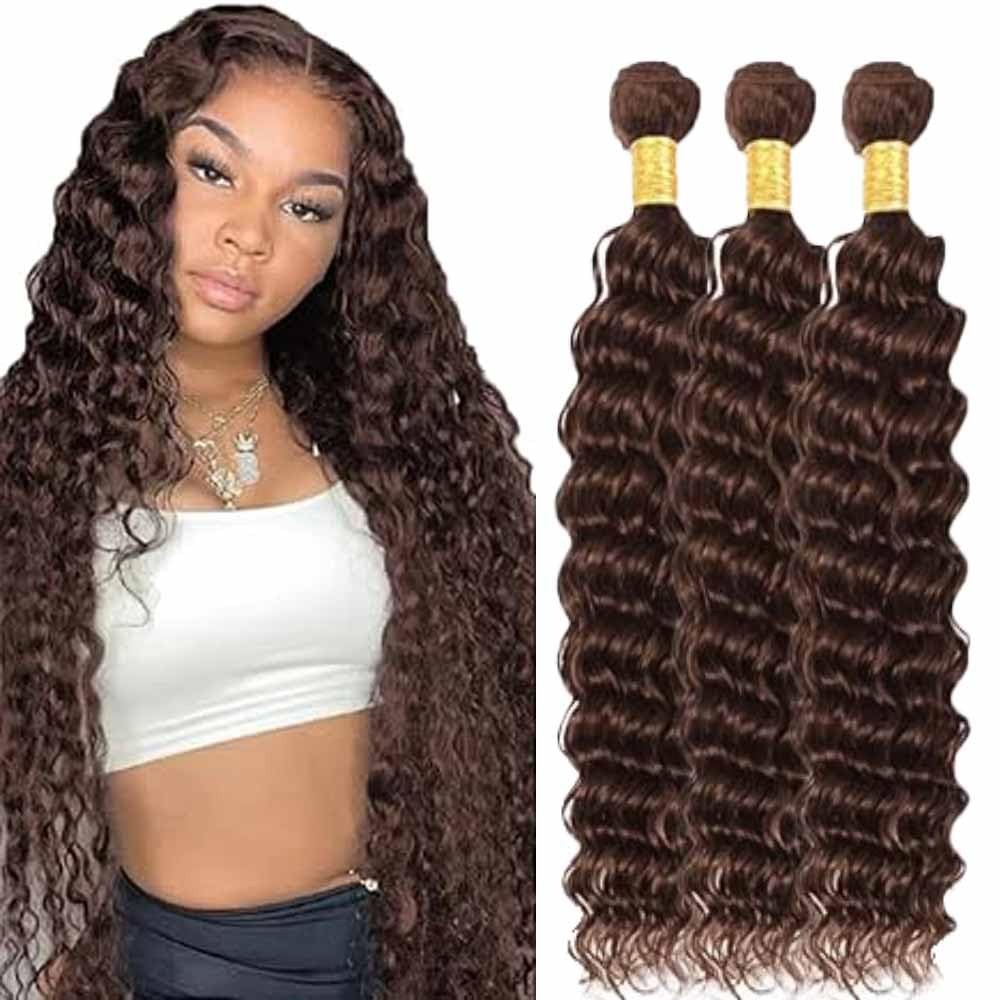 Lagalaga Color 4 Human Hair Bundles Chocolate Brown Deep Wave 24 26 28 Inch 4