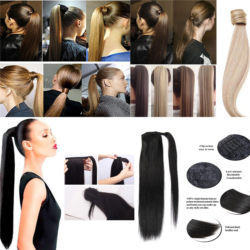AAA Remy Natural Human Made Clip In Hair Extension Ponytail Wrap 60gr 70gr 80g