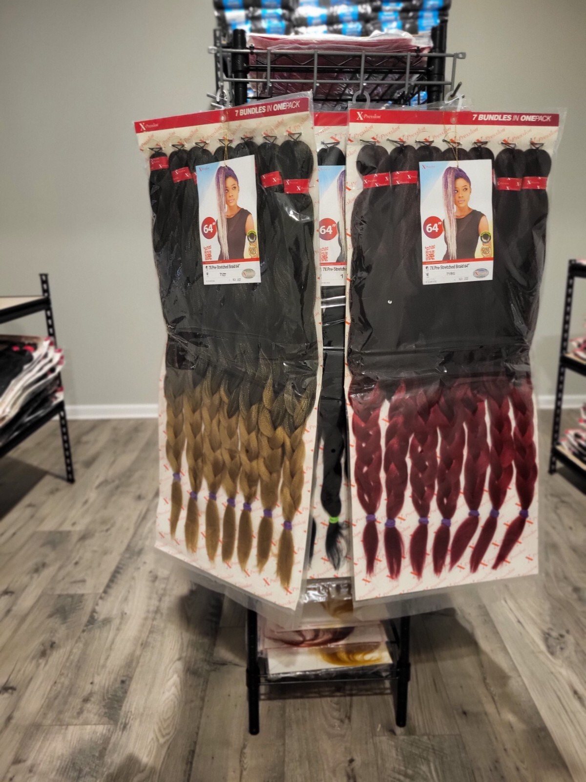 X PRESSION 7X PRE-STRECTHED BRAID 64″ , 7 BUNDLES IN 1 PACK, I PACK DOES IT ALL