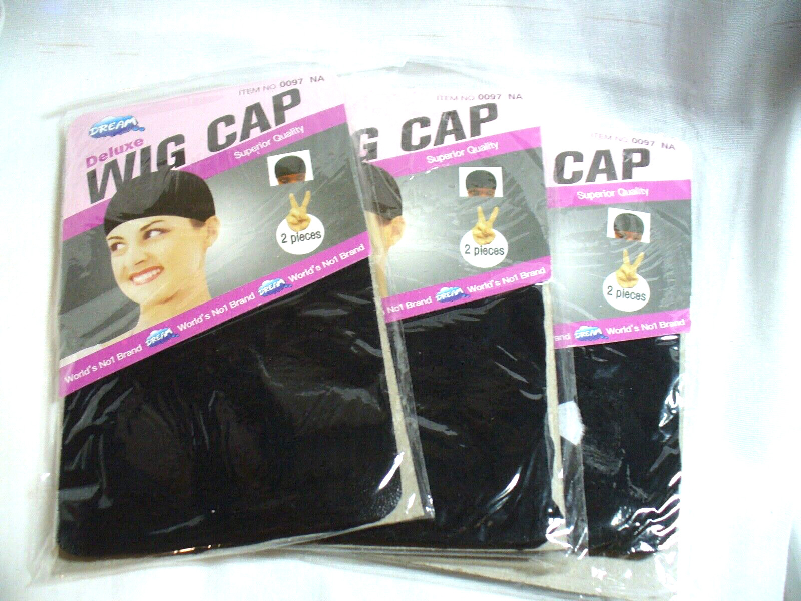 Lot of 3 Dream Deluxe Wig Cap One Size Fits Most- 2 Pieces in each-Black 0097
