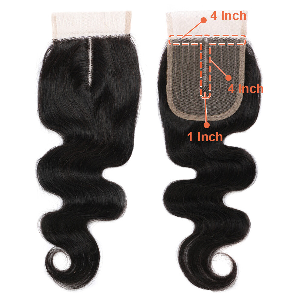 T Middle Part Lace Closure Brazilian 7A Virgin Human Hair Extensions Weft 8″-18″