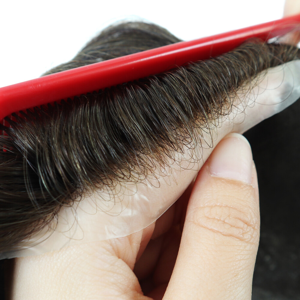 Toupee For Men Hair Replacement System Thin Skin Real Wigs Human Hairpieces BIO