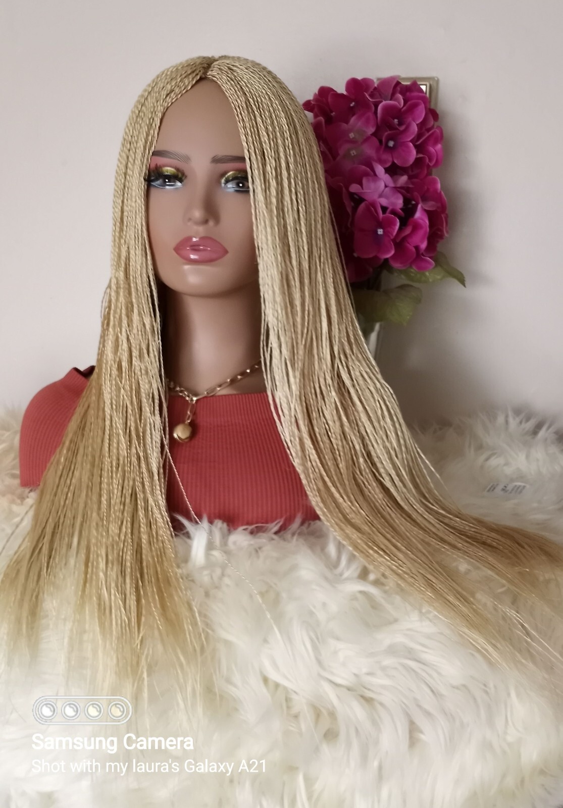 Handmade Small Size Senegalese Twist Braided Wig 28 Inch Blonde Braid Wig