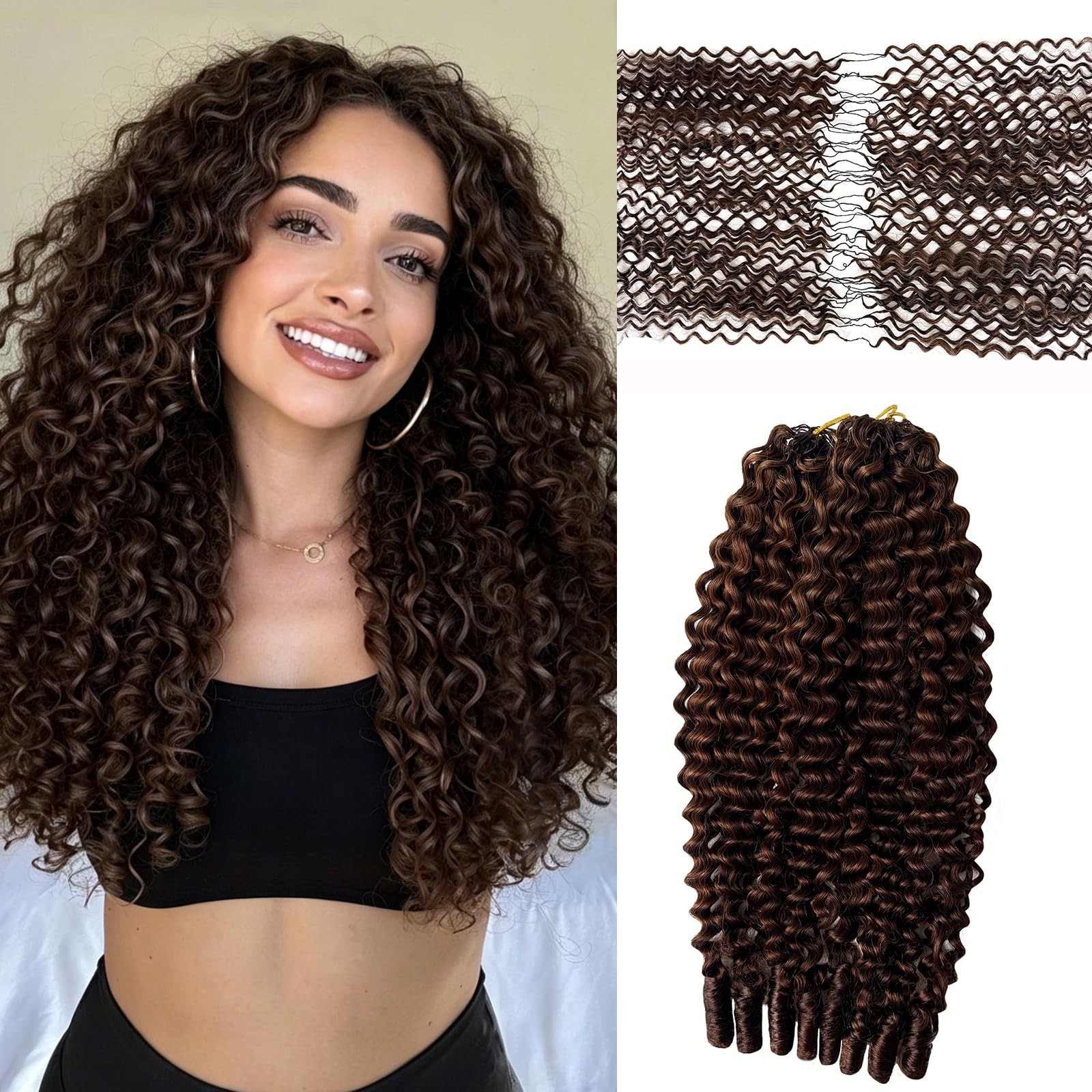 Munx Human Crochet Hair For Black Women Medium Brown 4 Burmese Curly Feather
