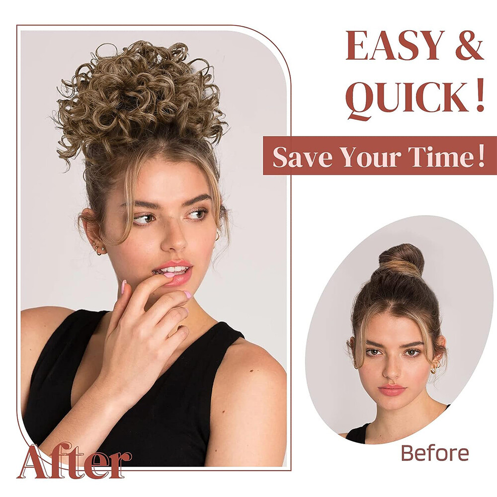 Extra Thick Curly Wavy Bun Drawstring Ponytail Hair Piece Extension Black Brown
