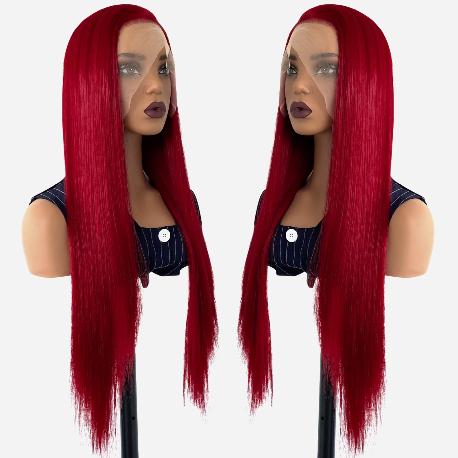 Sssnivia Red Wig Synthetic Lace Front Wig Glueless 13X4 Hd Lace Front Wigs Pre