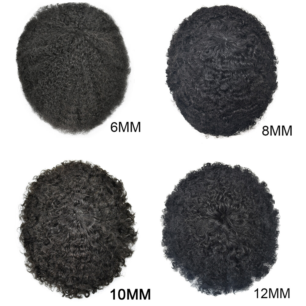 Hair Units for Black Men Afro Curly Toupee African American Men Human Hairpiece