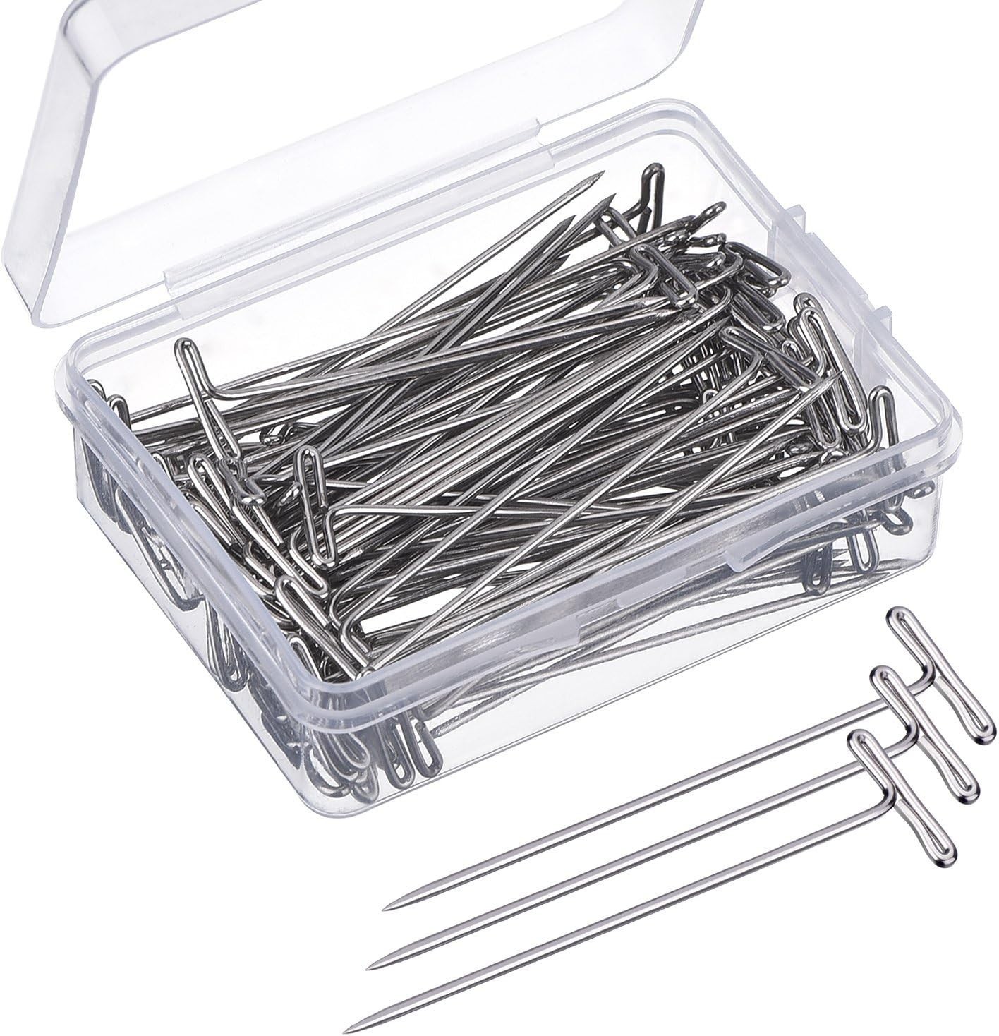 100 Pack 2 Inch Craft T-Pins in Plastic Box – Ideal for Wigs, Sewing, Crafts
