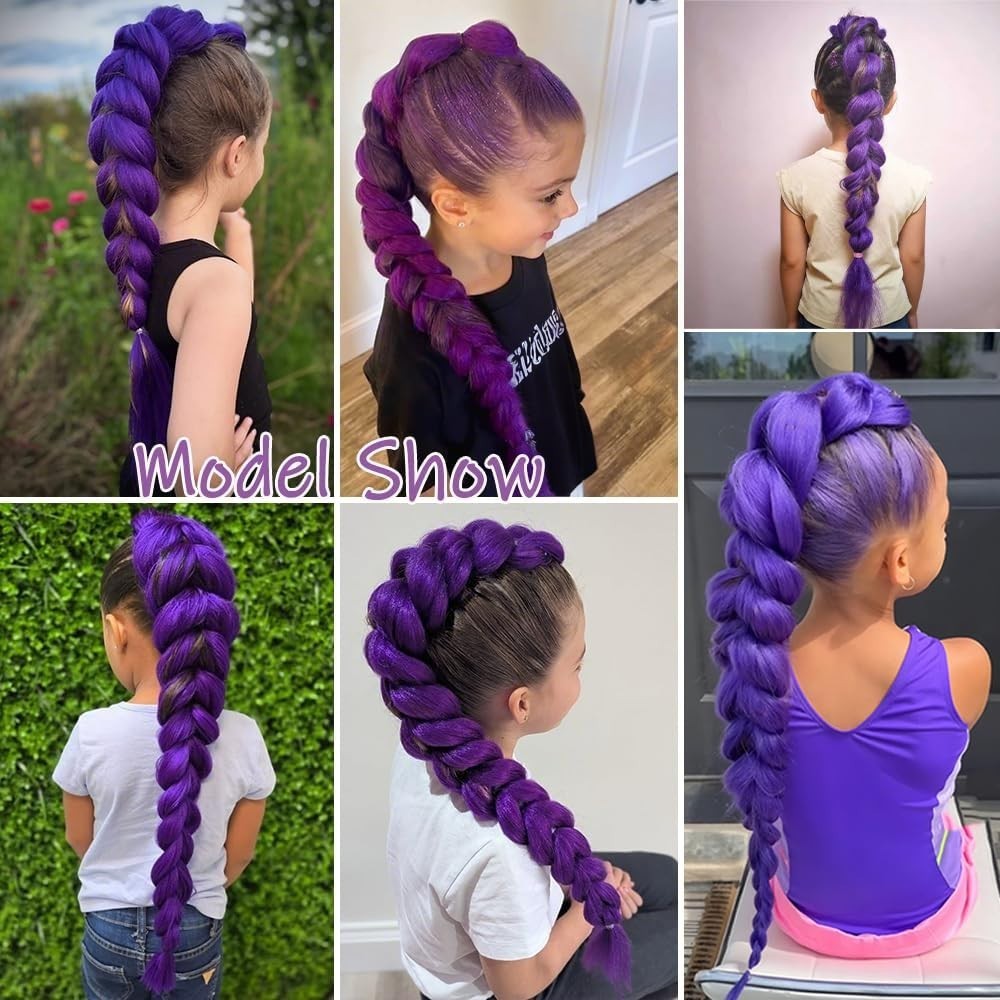 Dark Purple 20 Inch Synthetic Hair Extensions – Perfect for Cosplay & Parties!