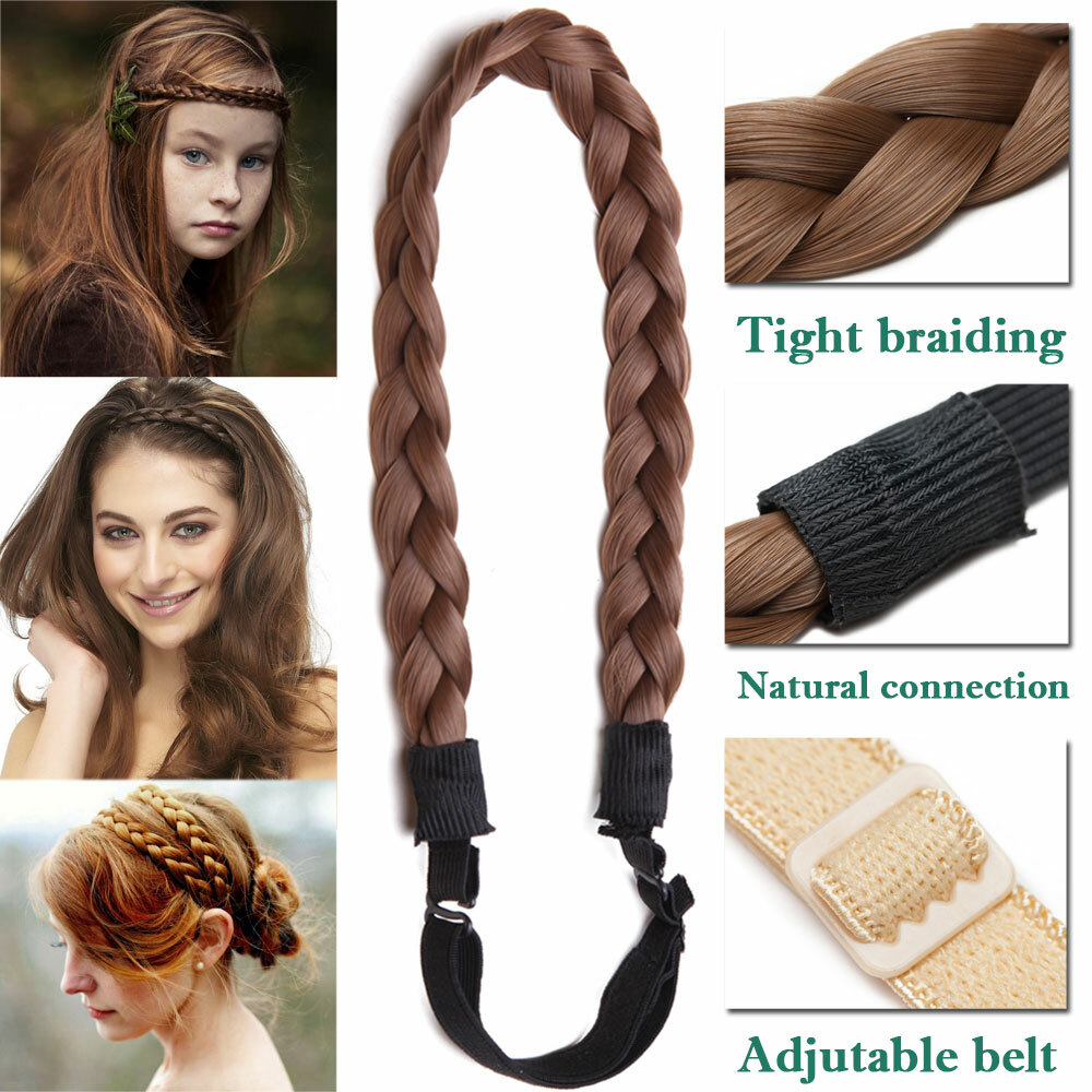Natural Braided Hair Band Plaited Headband Fake Hair Extensions 1Pcs as Human US