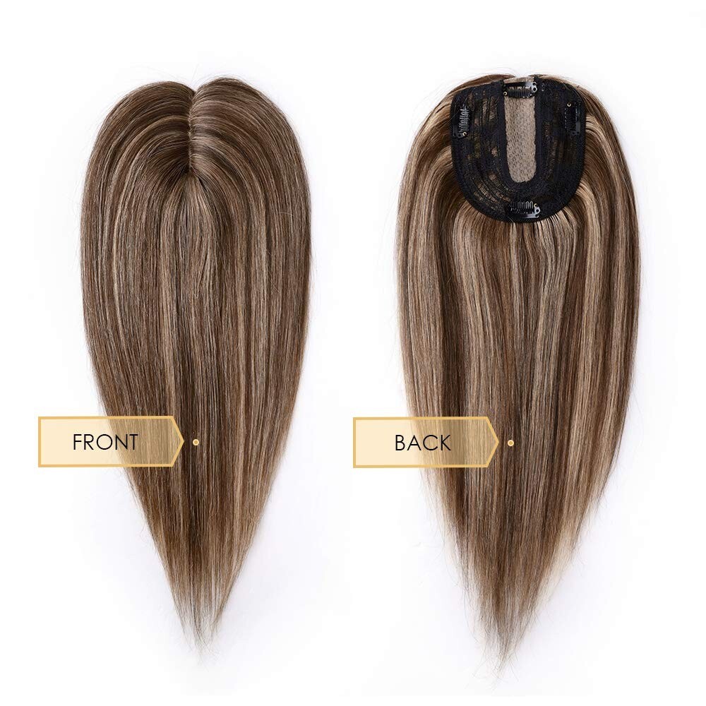 MY-LADY Human Hair Toppers for Women Real Remy Hair 130% Density 10″ Silk Base