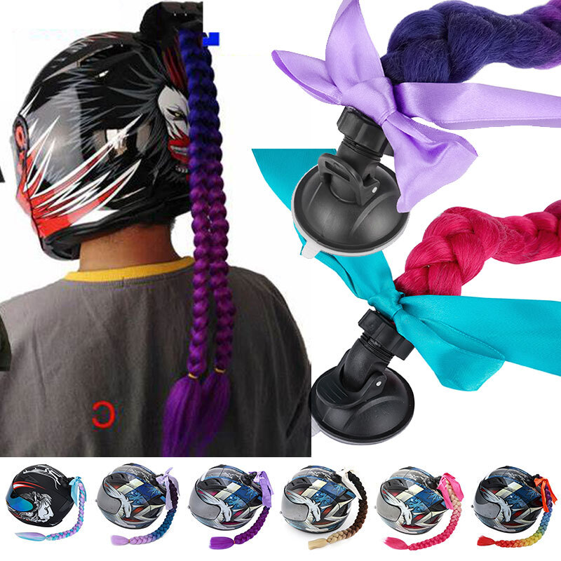 CLEARNACE Ombre Braided Ponytail Extensions Twist Pigtails for Motorcycle Helmet