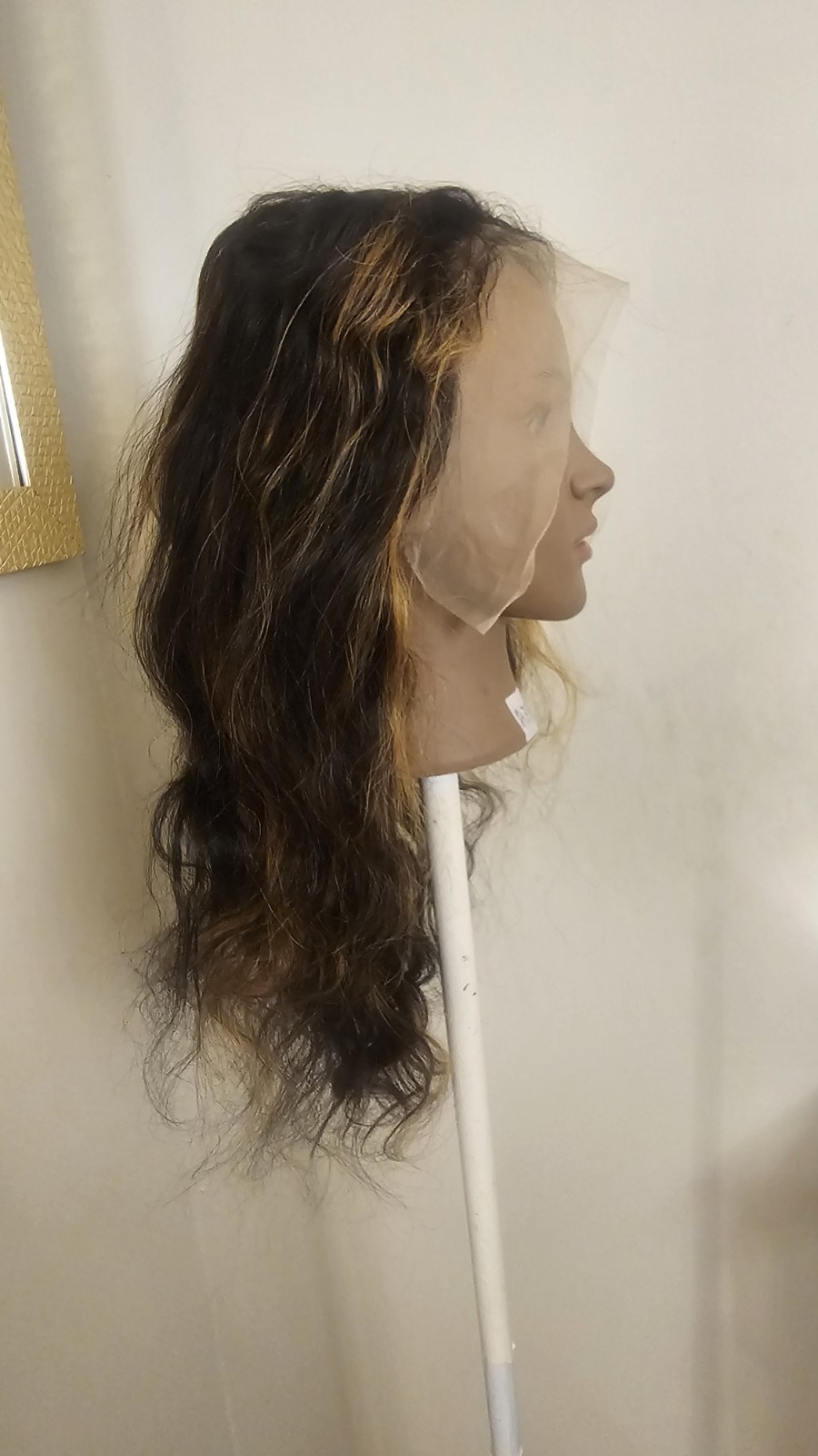 High Quality 24″ dark Brown With Ombre Highligh 100% Virgin Human Hair Lace Wig