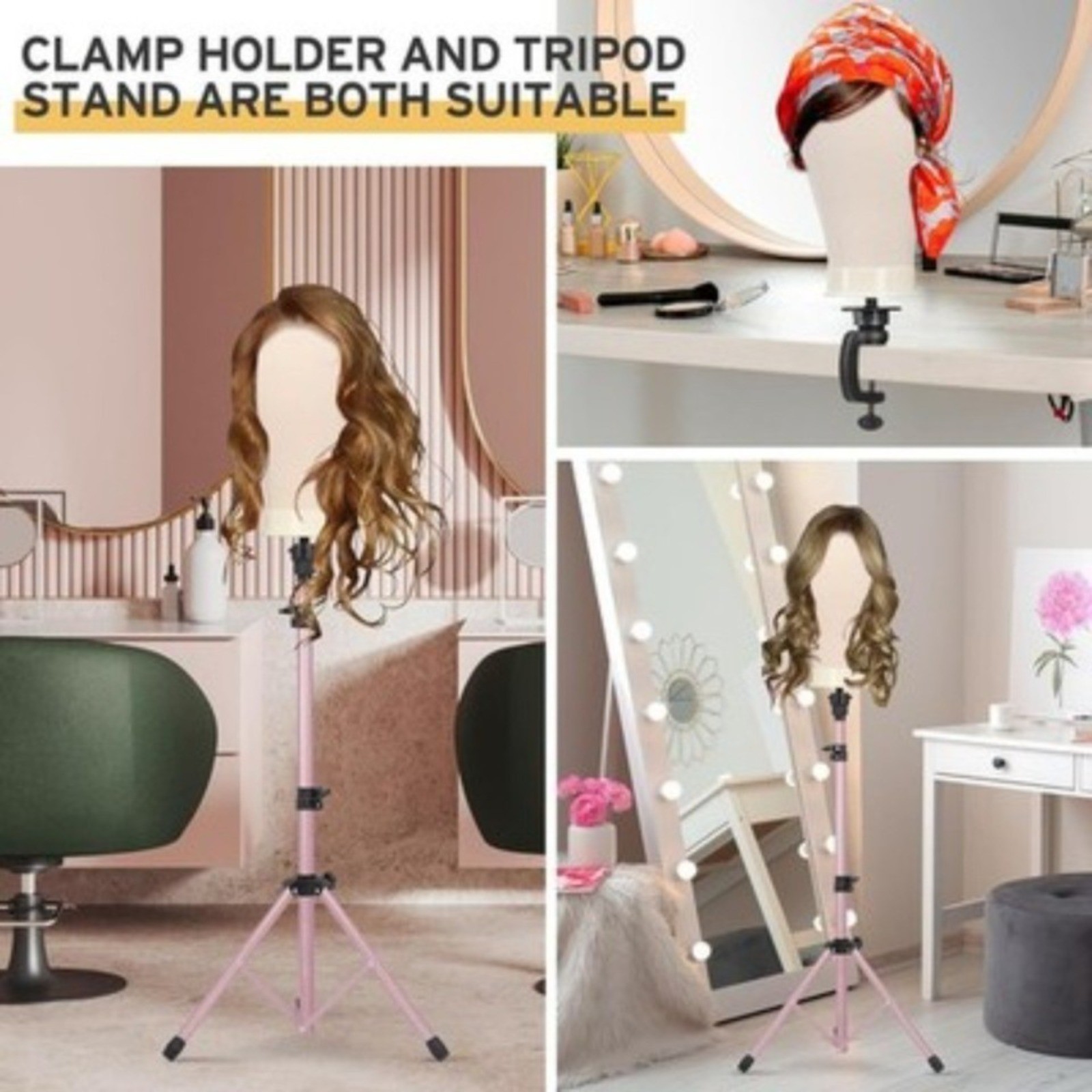 Professional Wig Head Stand Adjustable Tripod Manikin Mannequin Display Holder