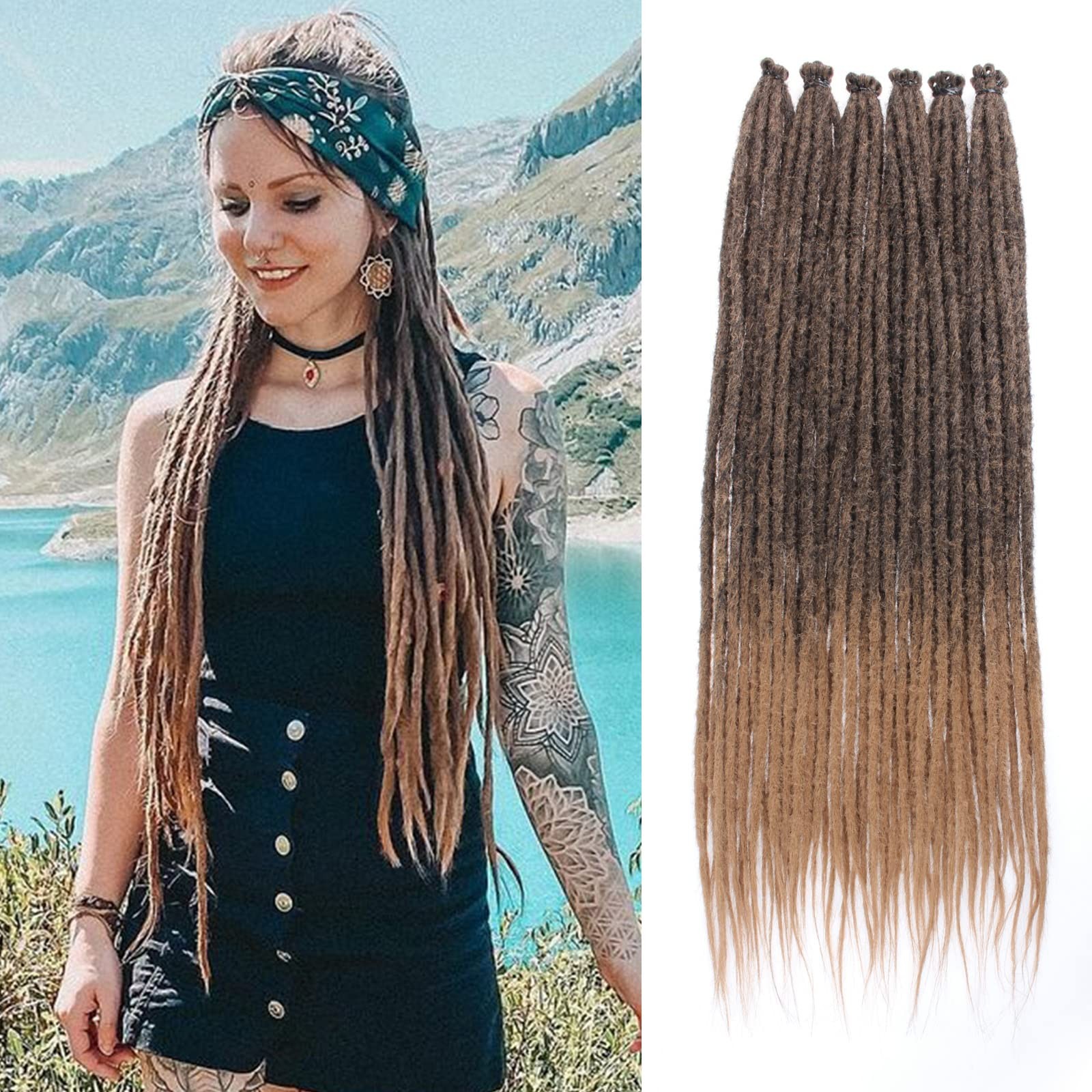 Leeven 24″ Synthetic Dreadlock Extensions 40 Strands Ombre Honey Blonde
