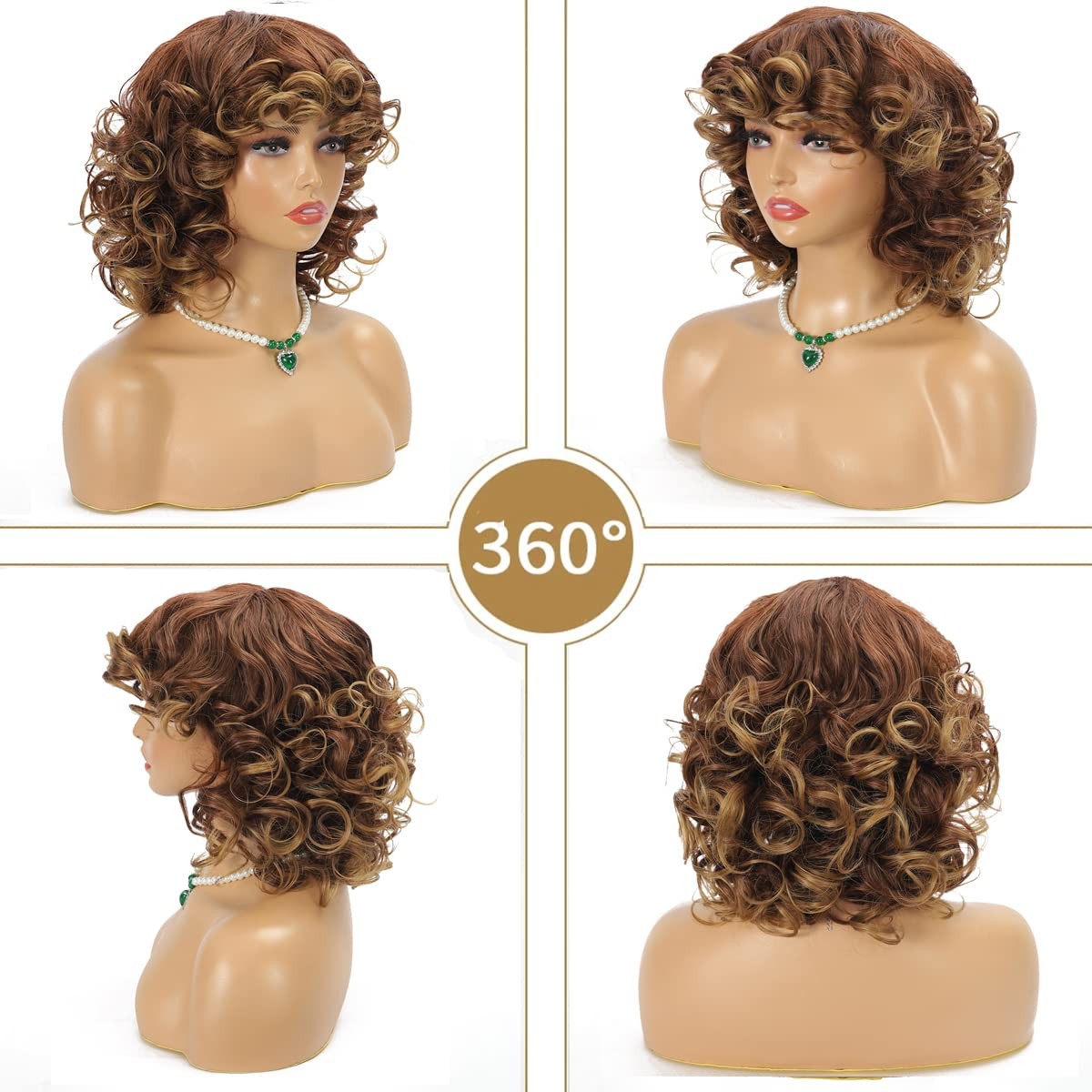 Curly Wigs for Black Women Ombre Blonde Curly Wig with Bangs Big Soft Bouncy …