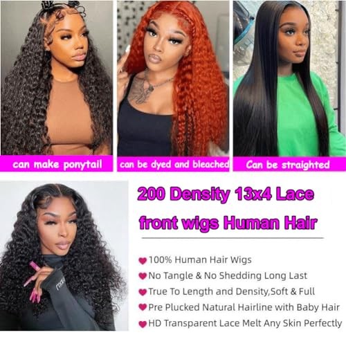 Deep Wave Lace Front Wigs Human Hair 30 Inch 200nsity 13×4 lace front wig